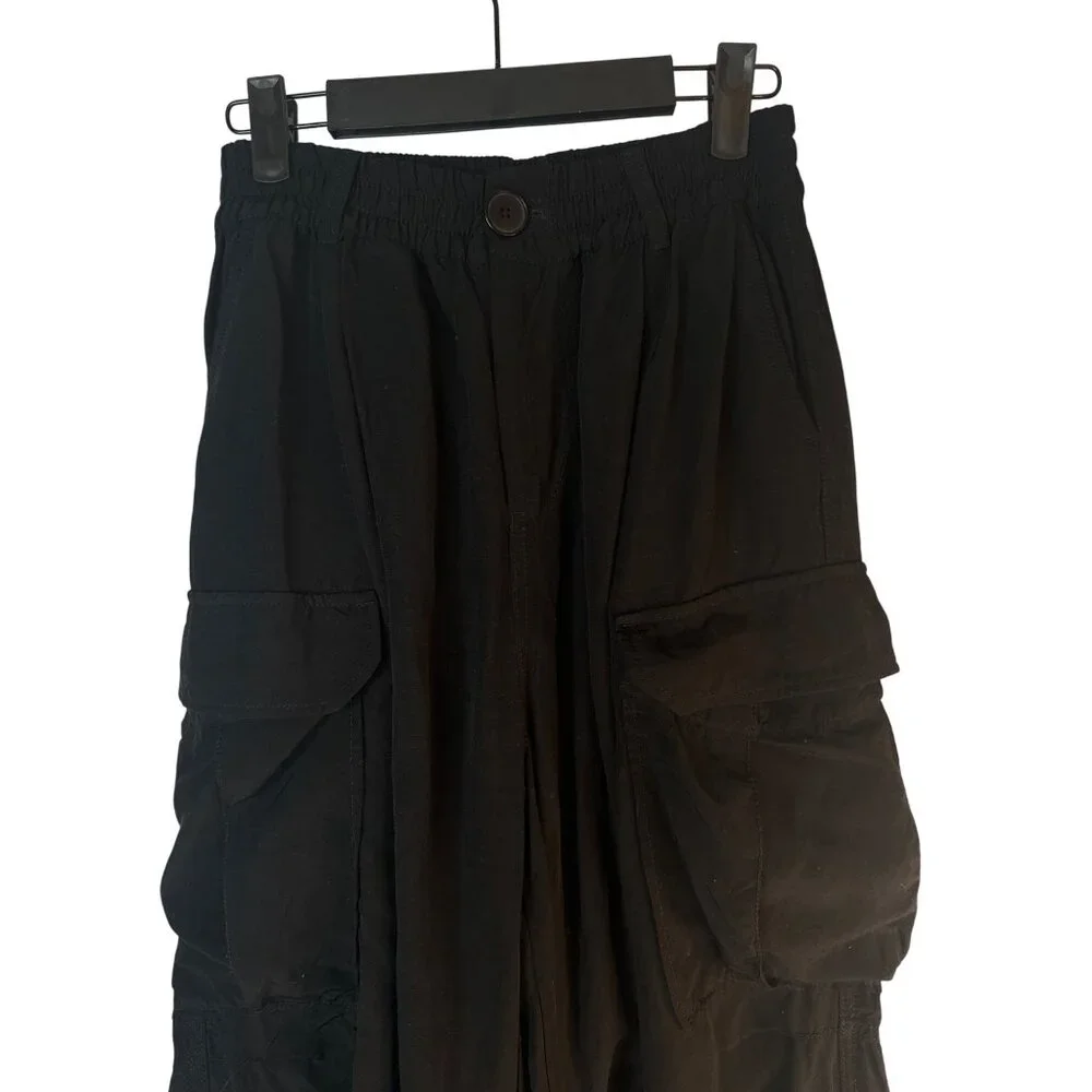 ZARA Cargo Pants XS Black Viscose & Linen